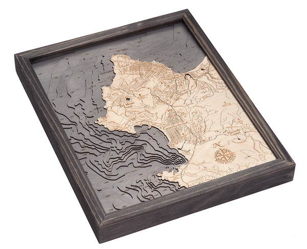 Carmel / Monterey, California 3-D Nautical Wood Chart, Small, 16"x20"