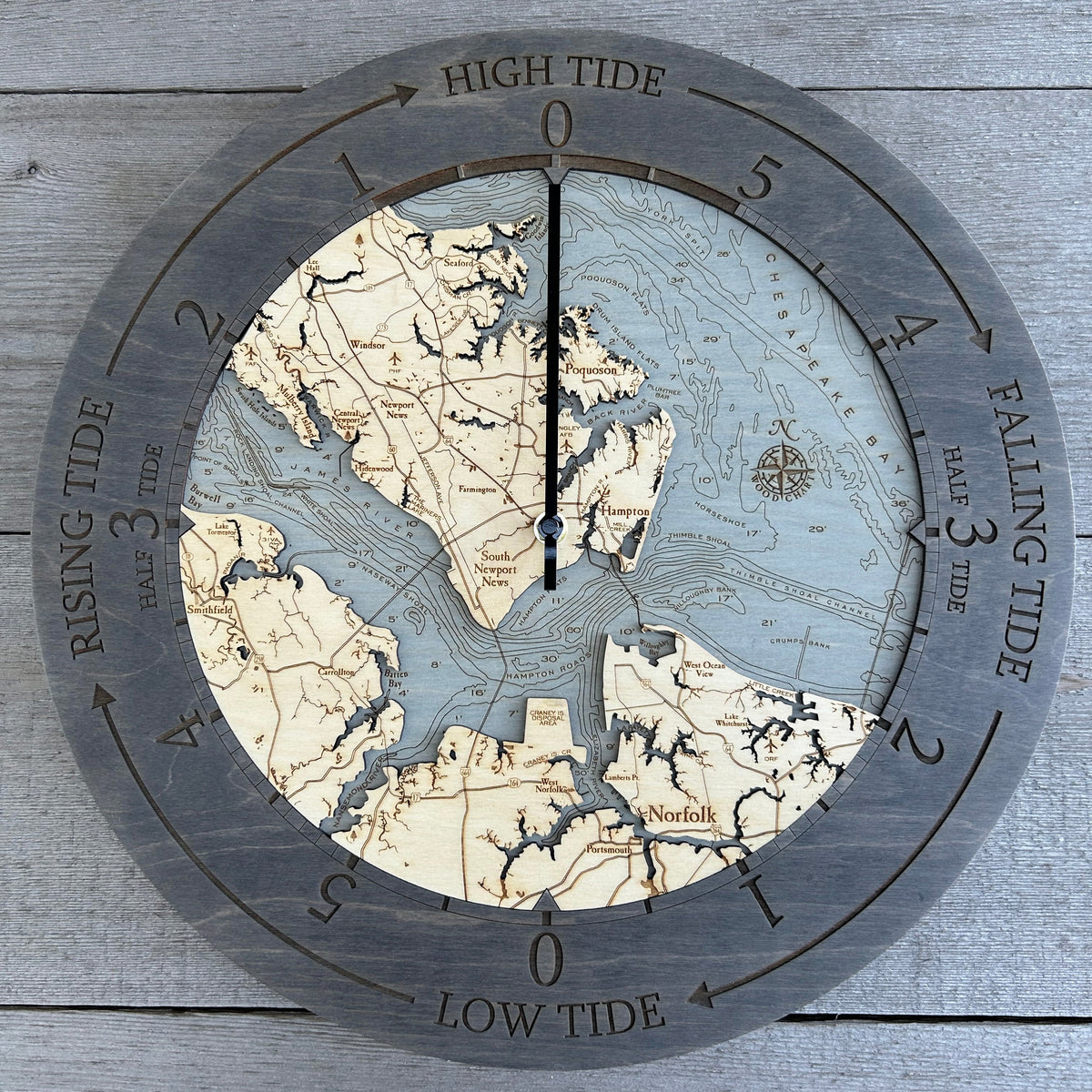Norfolk Tide Clock, 16.50" Diameter WoodChart