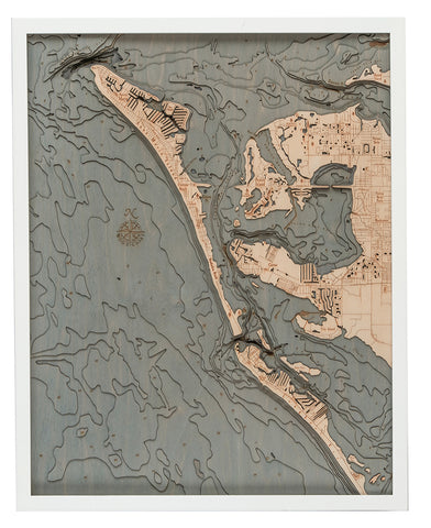 Anna Maria Island, Florida 3-D Nautical Wood Chart, Large, 24.5" x 31"