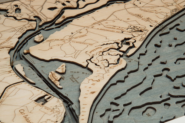 Myrtle Beach 3-D Nautical Wood Chart, Narrow, 13.5" x 43"