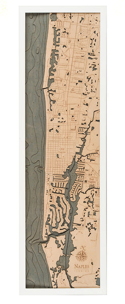Naples, Florida 3-D Nautical Wood Chart, Narrow, 13.5" x 43"