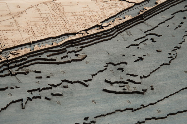 Treasure Coast 3-D Nautical Wood Chart, Medium, 13.5" x 31"