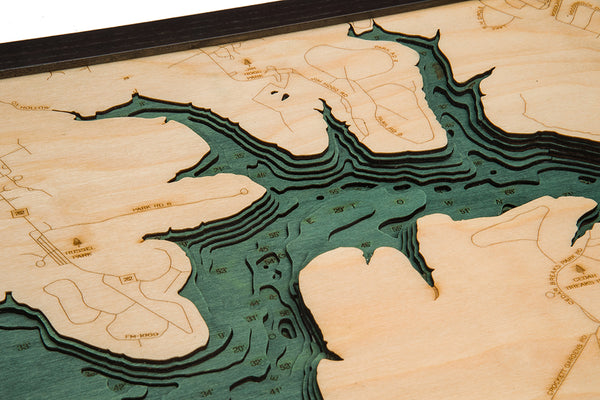 Lake Georgetown, Texas 3-D Nautical Wood Chart, Medium, 13.5" x 31"