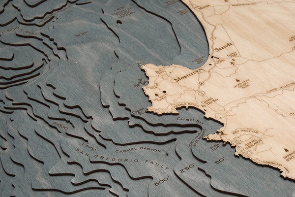 Topography Details of Wood Map of Monterey Bay in California