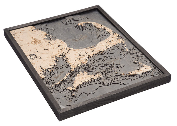 Cape Cod, Massachusetts 3-D Nautical Wood Chart, Large, 24.5" x 31"