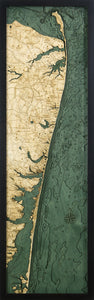 New Jersey North Shore Map 3-D Nautical Wood Chart