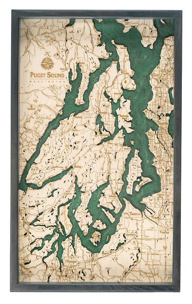 Puget Sound Map Serving Tray