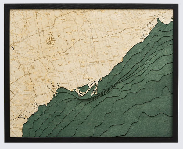 Map of Toronto Canada  3-D Nautical Wood Chart