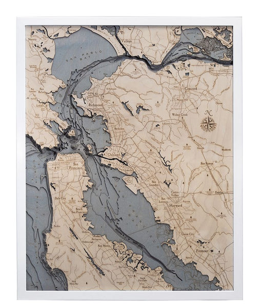 San Francisco Bay, California 3-D Nautical Wood Chart, Large, 24.5" x 31"