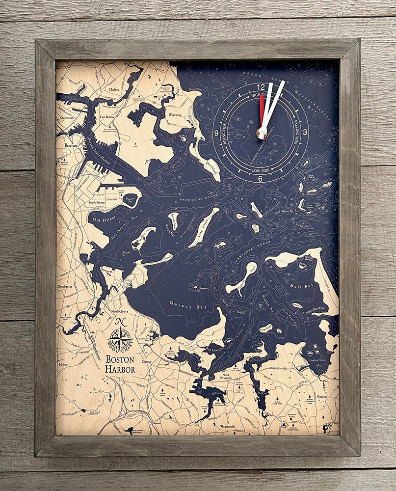 Boston Harbor Framed Tide & Time Clock