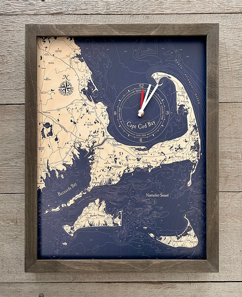 Cape Cod Framed Tide & Time Clock