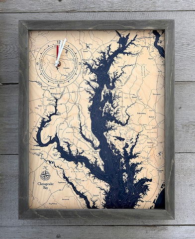 Chesapeake Bay Framed Tide & Time Clock