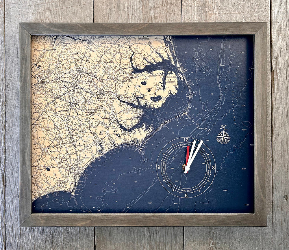 North Carolina Coast Framed Tide & Time Clock