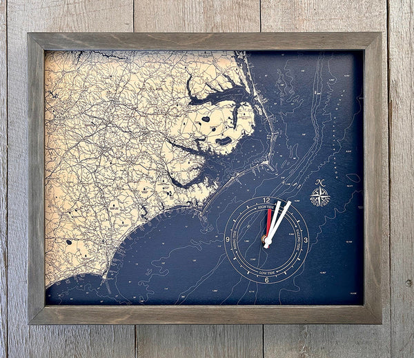North Carolina Coast Framed Tide & Time Clock