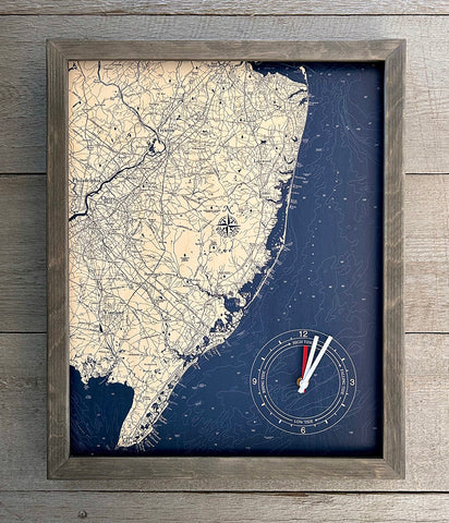 New Jersey Coast Framed Tide & Time Clock
