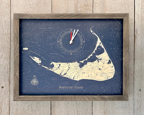 Nantucket Framed Tide & Time Clock