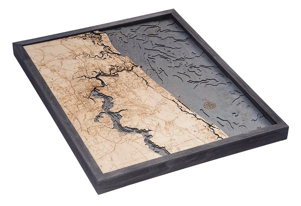 Jacksonville, Florida 3-D Nautical Wood Chart, Large, 24.5" x 31"