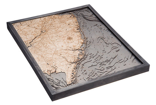 New Jersey Coast 3-D Nautical Wood Chart, Large, 24.5" x 31"