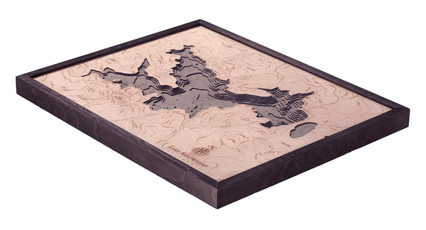 Lake Arrowhead, California 3-D Nautical Wood Chart, Large, 24.5" x 31"