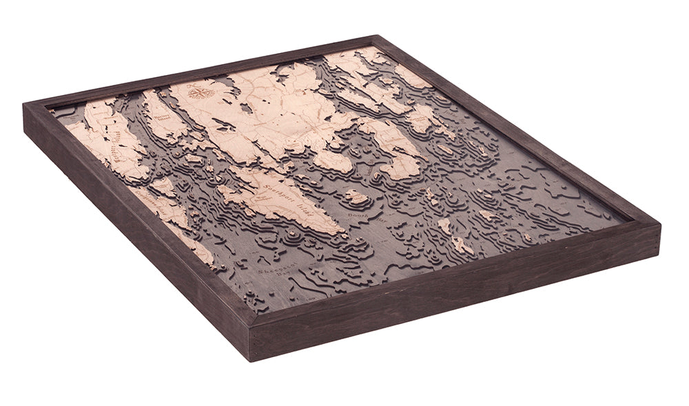 Boothbay Harbor, Maine 3D Nautical Wood Chart, Large, 24.5" x 31