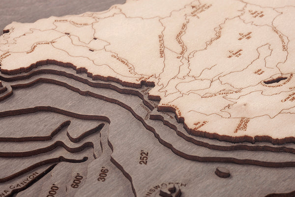 Catalina Island, California 3-D Nautical Wood Chart, Small, 16" x 20"