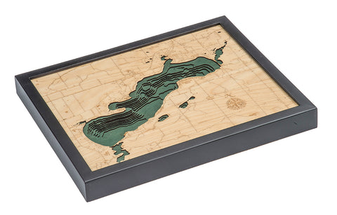 Green Lake, Wisconsin 3-D Nautical Wood Chart, Small, 16" x 20"