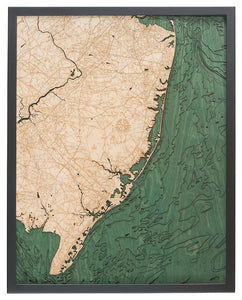 New Jersey Coast 3-D Nautical Wood Chart, Large, 24.5" x 31"