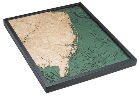 New Jersey Coast 3-D Nautical Wood Chart, Large, 24.5" x 31"