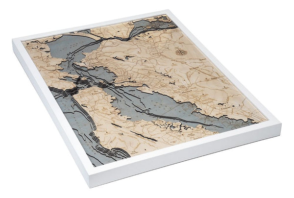 San Francisco Bay, California 3-D Nautical Wood Chart, Large, 24.5" x 31"