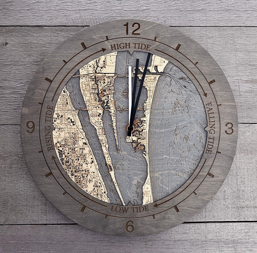 Cocoa Beach Florida Tide & Time Clock, 16.50" Diameter