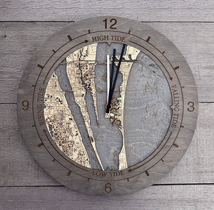 Cocoa Beach Florida Tide & Time Clock, 16.50" Diameter