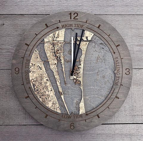 Cocoa Beach Florida Tide & Time Clock, 16.50" Diameter
