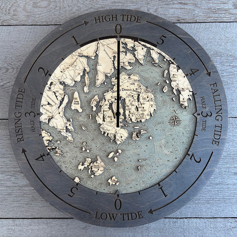 Bar Harbor / Mount Desert Island Tide Clock, 16.50" Diameter