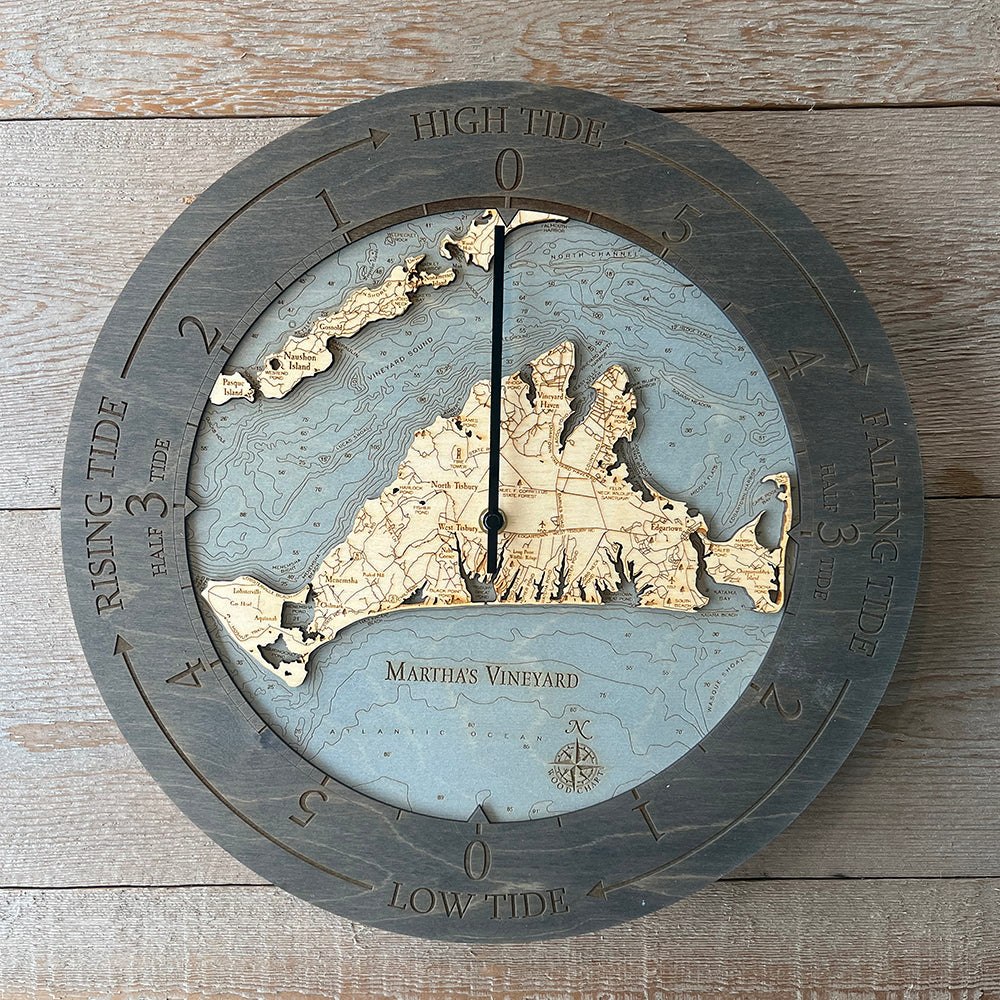 Martha's Vineyard Tide Clock, 16.50" Diameter WoodChart