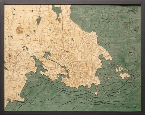 Victoria Canada  3-D Nautical Wood Chart, Large, 24.5" x 31"