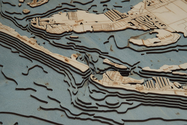 Anna Maria Island, Florida 3-D Nautical Wood Chart, Large, 24.5" x 31"