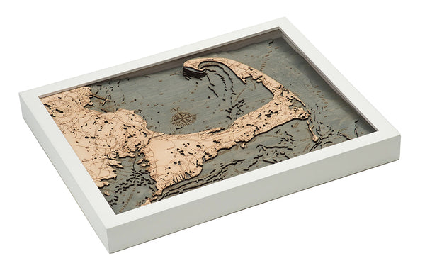 Cape Cod, Massachusetts 3-D Nautical Wood Chart, Small, 16" x 20"