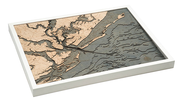 Charleston, South Carolina 3-D Nautical Wood Chart, Large, 24.5" x 31"