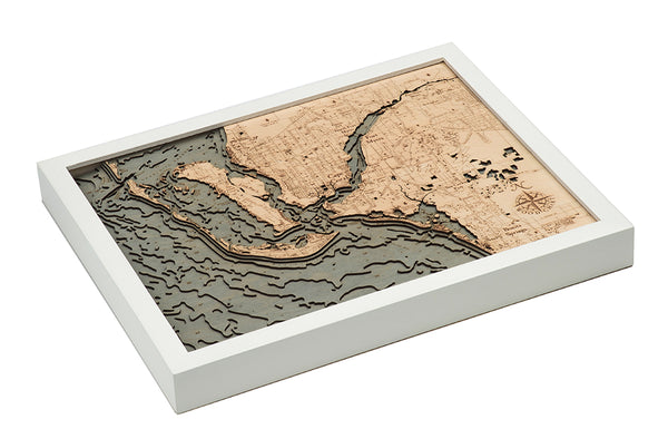 Fort Myers 3-D Nautical Wood Chart, Small, 16" x 20"