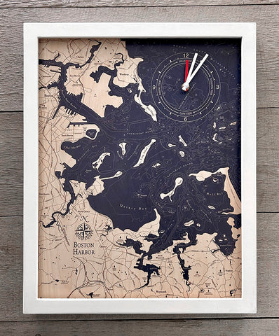 Boston Harbor Framed Tide & Time Clock