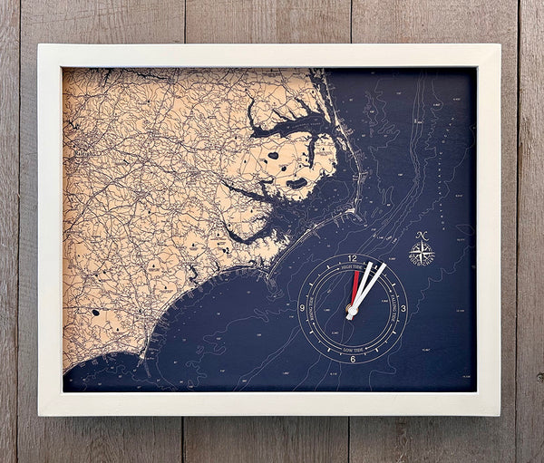 North Carolina Coast Framed Tide & Time Clock