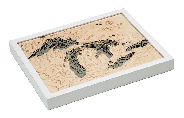 Great Lakes 3-D Nautical Wood Chart, Small, 16" x 20"