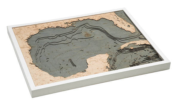 Gulf of Mexico 3-D Nautical Wood Chart, Large, 24.5" x 31"