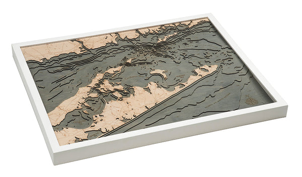 East Long Island Sound / The Hamptons 3-D Nautical Wood Chart, Large, 24.5" x 31"