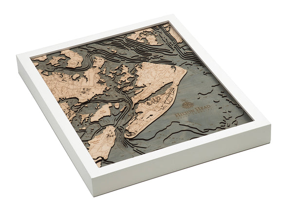 Hilton Head, South Carolina 3-D Nautical Wood Chart, Small, 16" x 20"