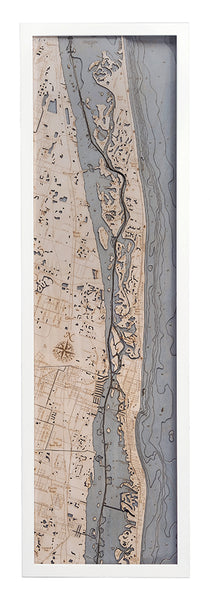 Indian River, Florida 3-D Nautical Wood Chart, Narrow, 13.5" x 43"