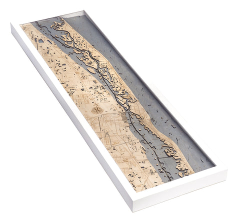 Indian River, Florida 3-D Nautical Wood Chart, Narrow, 13.5" x 43"