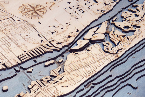 Indian River, Florida 3-D Nautical Wood Chart, Narrow, 13.5" x 43"