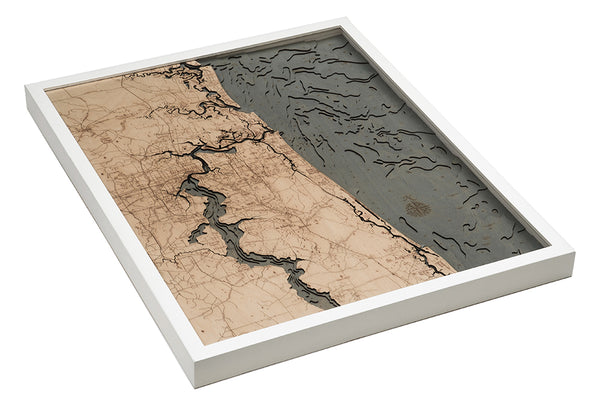Jacksonville, Florida 3-D Nautical Wood Chart, Large, 24.5" x 31"