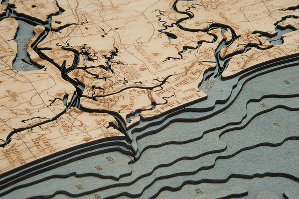 Jacksonville, Florida 3-D Nautical Wood Chart, Large, 24.5" x 31"